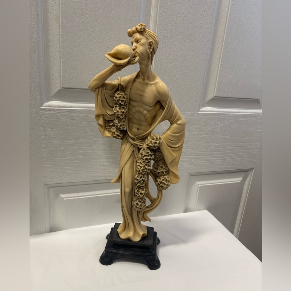 Vintage hand-carved resin statue 18”